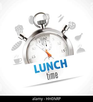 Stopwatch - Time to eat  -lunch  time Stock Vector