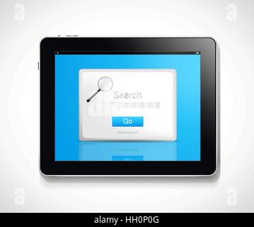 Tablet - search, loading and login windows Stock Vector