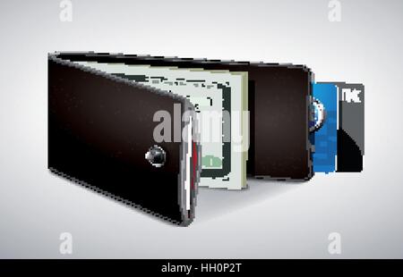 Wallet with cash and credit cards Stock Vector