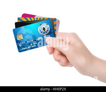 Hand holding credit cards Stock Vector