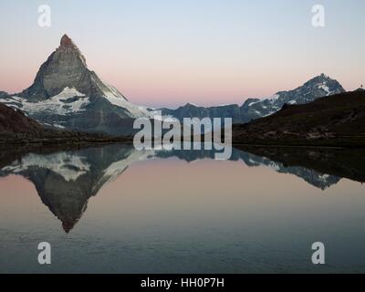 Matterhorn Reflected in Riffelsee, Zermatt Switzerland Stock Photo