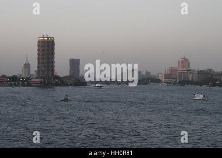 Cairo at Sunset; From University Bridge;Cairo; Egypt Stock Photo