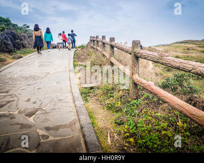 Jeju Island, Korea - November 13, 2016 : The tourist visited the Beautiful landscape view at Seopjikoji, located at the end of the eastern shore of Je Stock Photo