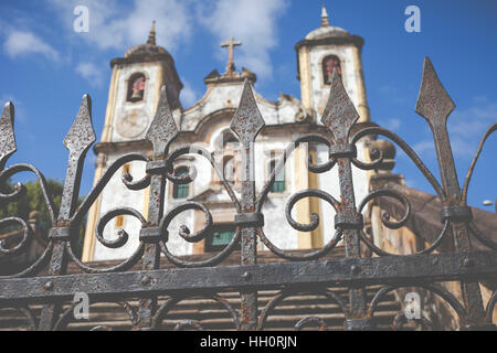 View of the Igreja de Sao Francisco de Assis of the unesco world heritage city of ouro preto in minas gerais brazil Stock Photo