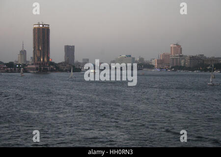 Cairo at Sunset; From University Bridge;Cairo; Egypt Stock Photo