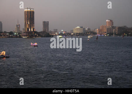 Cairo at Sunset; From University Bridge;Cairo; Egypt Stock Photo