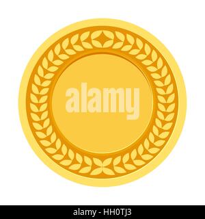 Gold Medal for the champion in the first place. Flat icon, vecto Stock Vector