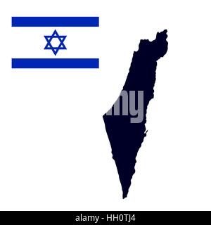 Israel map painted in the color of the flag Stock Vector