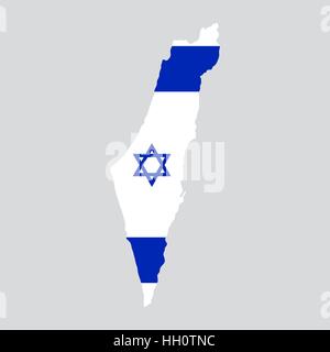 Israel map painted in the color of the flag Stock Vector