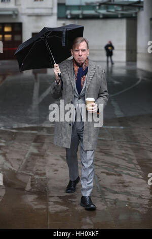 Actor Timothy Spall departs BBC Broadcasting House in London after appearing on The Andrew Marr Show. Stock Photo