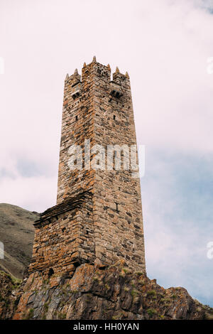 Ancient Old Stone Watchtower On Sky Background In Pansheti Village ...