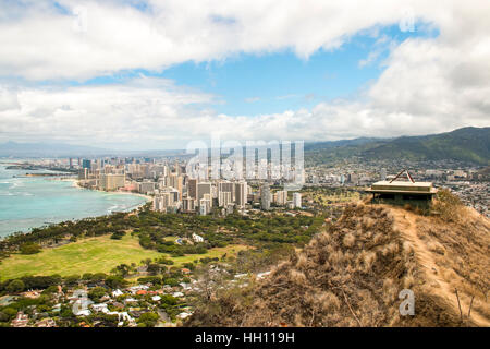 View from the top of Diamond Head Trail Stock Photo