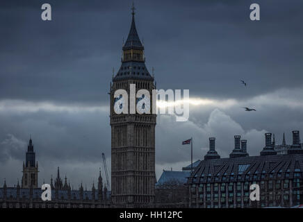 Big Ben and Portcullis House next to the Houses of Parliament in England Stock Photo