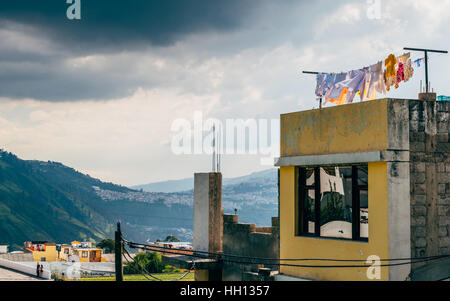 Cityscape of Quito, Ecuador with Panecillo in the far left. Taken from Guayasamin museum in the Bellavista district Stock Photo