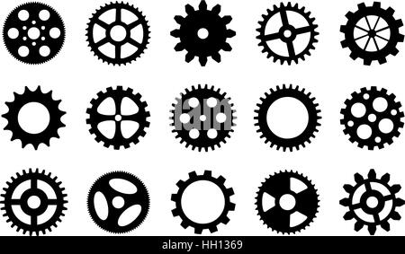 set of different gears isolated Stock Vector