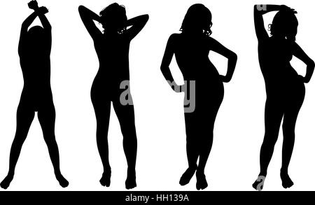 set of women silhouettes posing Stock Vector