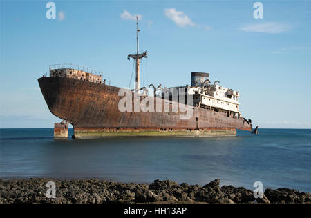 Shipwreck of the Temple Hall off the coast of Arrecife Lanzarote Stock Photo