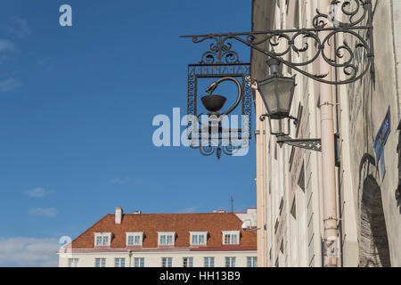 Guild sign from the Town Hall Pharmacy (Tallinna Raeapteek), Tallinn, Estonia, Baltic States, Europe Stock Photo