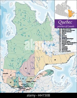 Map of Quebec Stock Vector