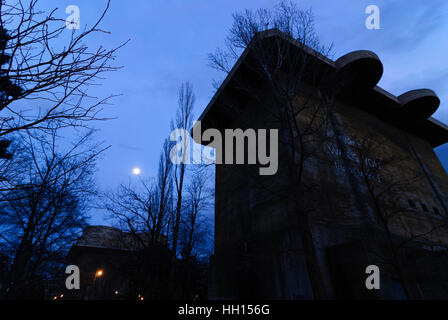 Wien, Vienna: Anti-aircraft towers from the 2nd world war in Arenbergpark, full moon, 03., Wien, Austria Stock Photo