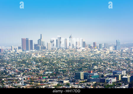 Blue sky over Los Angeles downtown Stock Photo