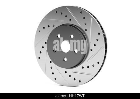 Car disc brake rotor, 3D rendering isolated on white background Stock Photo