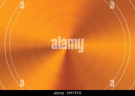 Bright glossy round polished bronze metal horizontal background Stock Vector