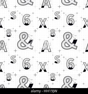 Blueprint style seamless pattern on white Stock Vector