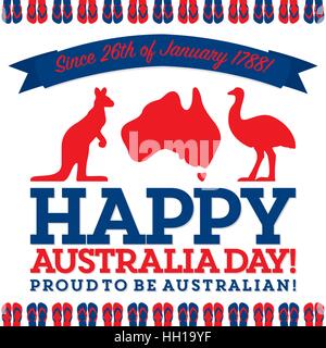 Retro sash Australia Day card in vector format. Stock Vector