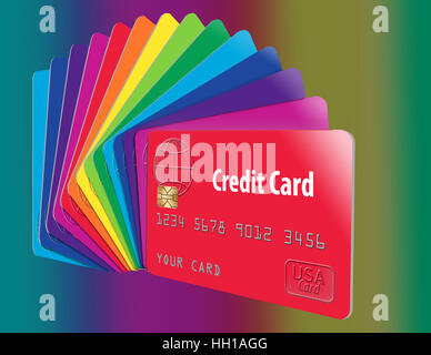 Credit cards in a spectrum of rainbow colors Stock Photo - Alamy
