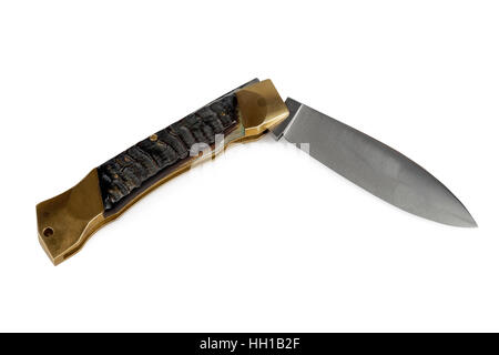 vintage folding knife isolated on white background Stock Photo