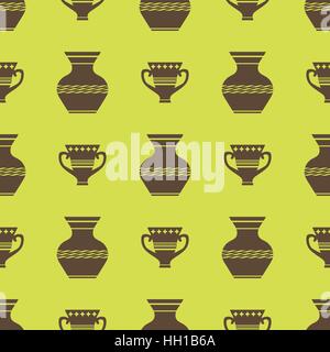 Vases Silhouettes Seamless Pattern Stock Vector