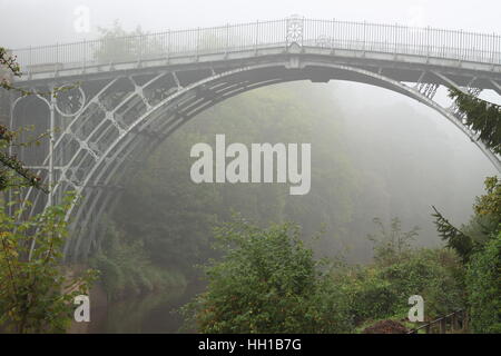 Ironbridge on a misty morning in Telford, Shropshire,  UK Stock Photo