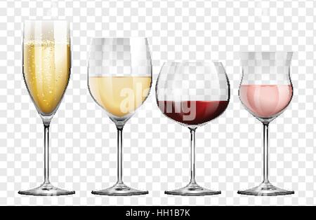 Four different kinds of wine glasses illustration Stock Vector