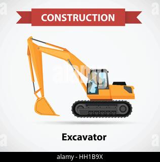 Excavator as construction icon design illustration Stock Vector