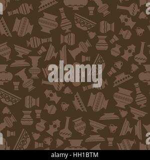 Vases Silhouettes Seamless Pattern Stock Vector