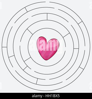 Love heart maze or labyrinth valentines day vector illustration Stock Vector