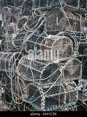 A view of the Lobster Pots at Moelfre, Isle of Anglesey Stock Photo