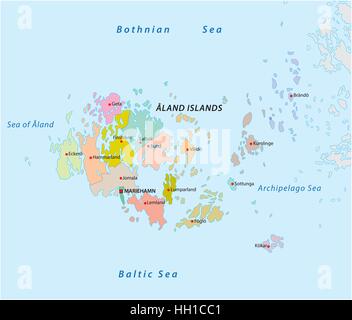 Aland islands administrative and political vector map Stock Vector