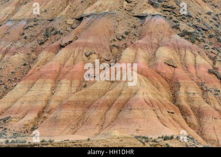 Eroded rocks, Bardena Blanca, Bardenas Reales Natural Park, semi-desert, Navarre, Spain Stock Photo