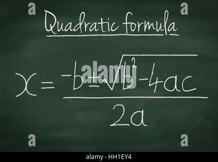Quadratic formula explained on a chalkboard Stock Photo