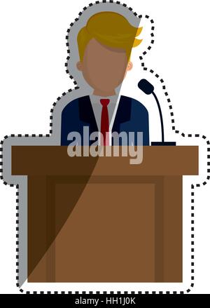 lawyer speaking in court icon vector illustration graphic design Stock Vector