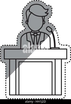 lawyer speaking in court icon vector illustration graphic design Stock Vector
