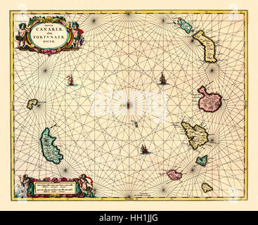 Map Of The Canary Islands 1720 Stock Photo