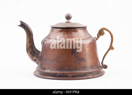Antique rustic copper kettle Stock Photo