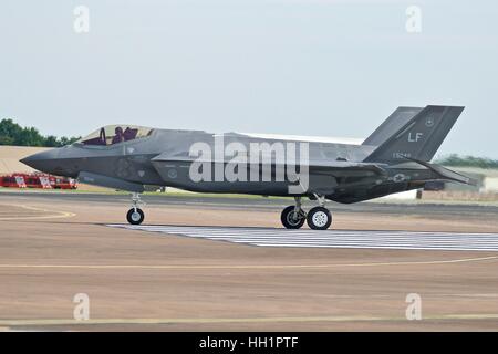 US Air Force F-35A preparing to take off from RAF Fairford Stock Photo