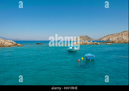 Swimming of the boat at Posideon at the Diavates islands on the round the island trip on Symi greece Stock Photo