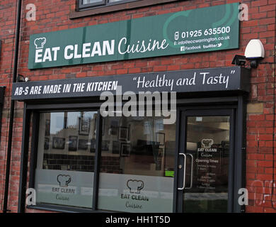 Eat Clean Craze Cafe,Warrington,Cheshire,England,UK - Eat Clean Cuisine Latchford - Abs are made in the kitchen Stock Photo