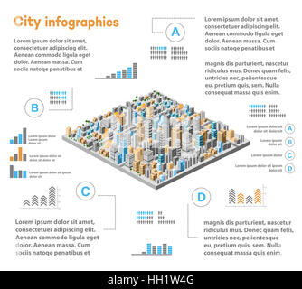 Urban infographics with isometric city Stock Photo