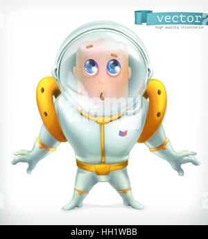 Astronaut in spacesuit. Funny character vector icon 3d Stock Vector